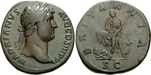 Sestertius of Hadrian - Britannia Seated with Spear and Shield