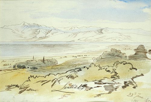 Edward Lear - View of the Albanian Mountains from Sfakera